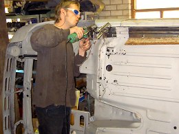 Cutting away rusty steel